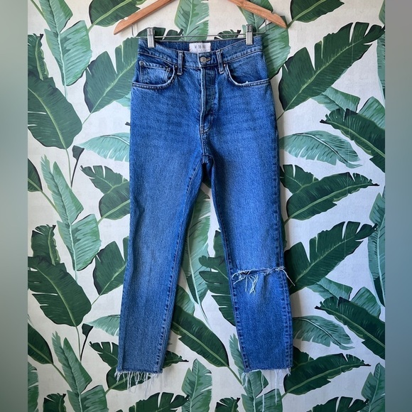 We The Free People Jeans Women 26 Skinny Button Fly High Rise Raw Hem Distressed - Picture 1 of 8